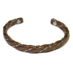 Vintage Copper Bracelet Braided Twist Sterling Silver & Copper Magnetic Bracelet